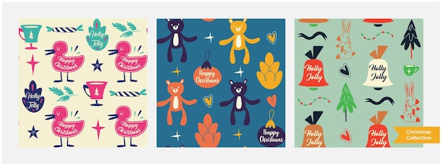 Conjunto de diferentes patrones sin fisuras de Navidad Textura sin fin