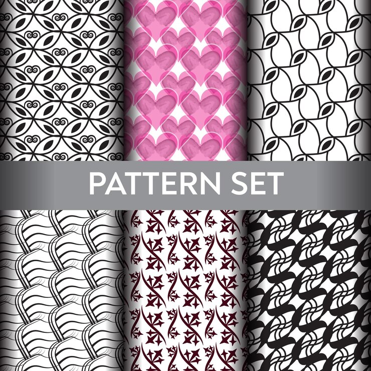Un conjunto de diferentes patrones con forma abstracta y orgánica.