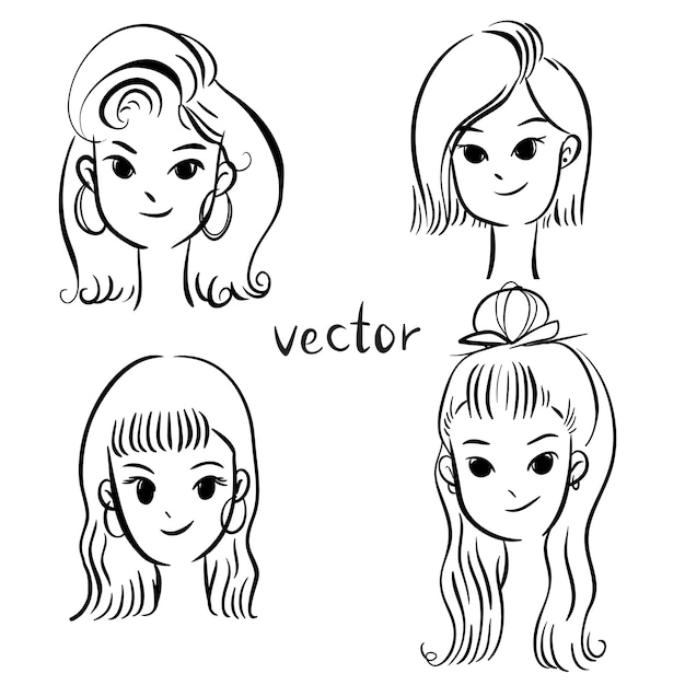 Vector conjunto de diferentes peinados y apariencia.