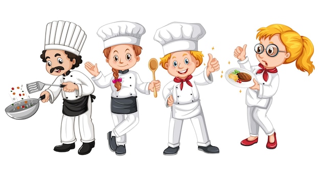 conjunto de diferentes personajes de cocina ilustración