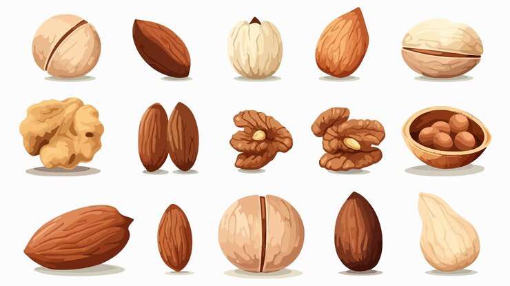 Vector un conjunto de diferentes tipos de nueces