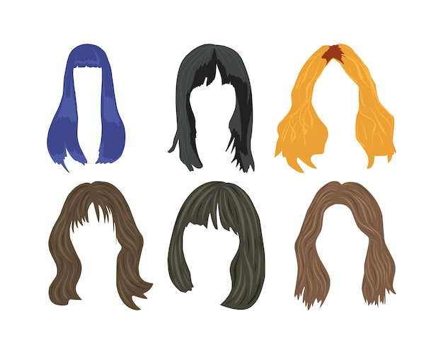 Conjunto de diferentes tipos de peinados para mujeres ilustración vectorial