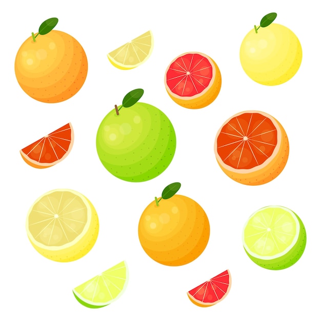 Conjunto de diferentes variedades de pomelo
