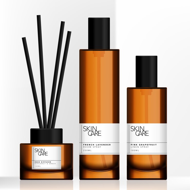 Conjunto de difusor aromático para el hogar aromático de caña de vidrio o plástico teñido de color marrón oscuro y caña de carbón
