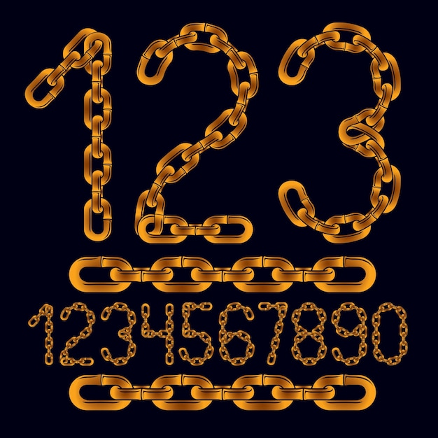 Vector conjunto de dígitos vectoriales con estilo, colección de números modernos. números geniales para usar como elementos de diseño de carteles. creado usando un eslabón de cadena conectado.