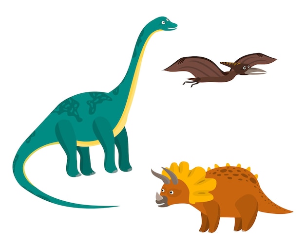 Vector conjunto de dinosaurios coloridos dibujos animados lindo