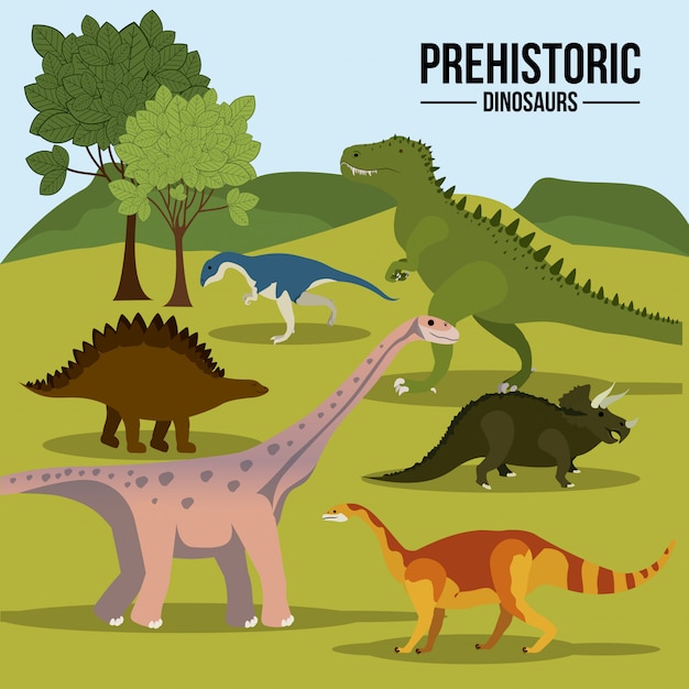 Conjunto de dinosaurios prehistóricos