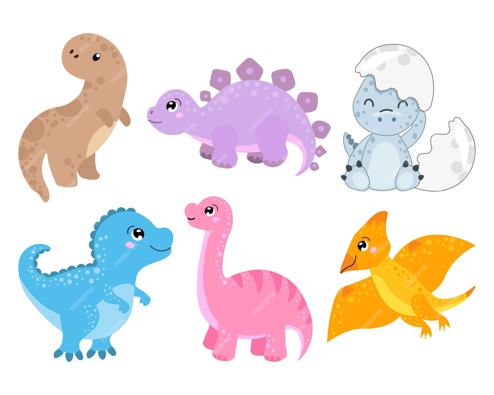 Conjunto de dinosaurios tiernos lindos dibujados colores pastel postal de  impresión de bebé decoración de dormitorio de niños | Vector Premium