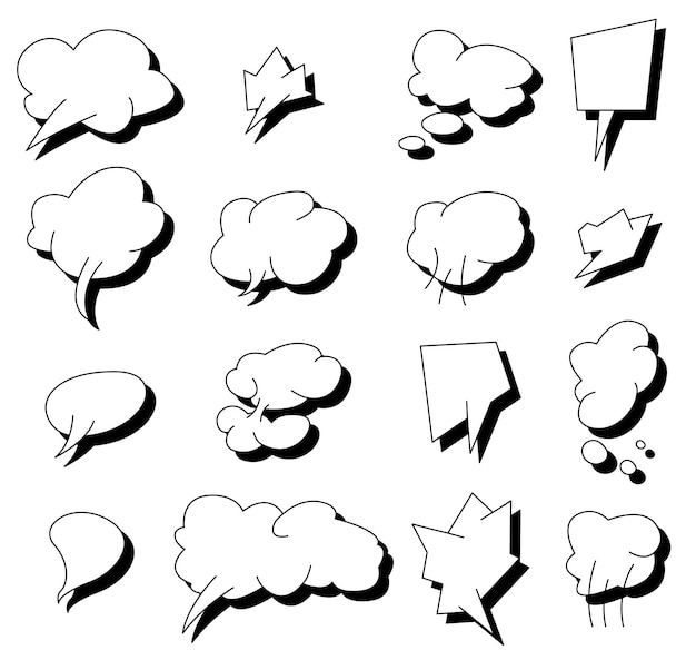 Conjunto de discursos cómicos de burbujas gran diseño para cualquier propósito diseño de pegatinas ilustración vectorial