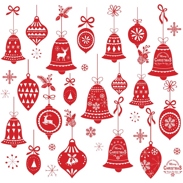 Conjunto de diseño de adorno de campana de Navidad