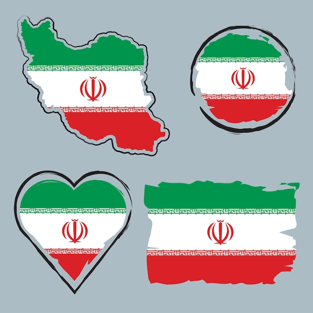 Vector conjunto de diseño de bandera de país de irán