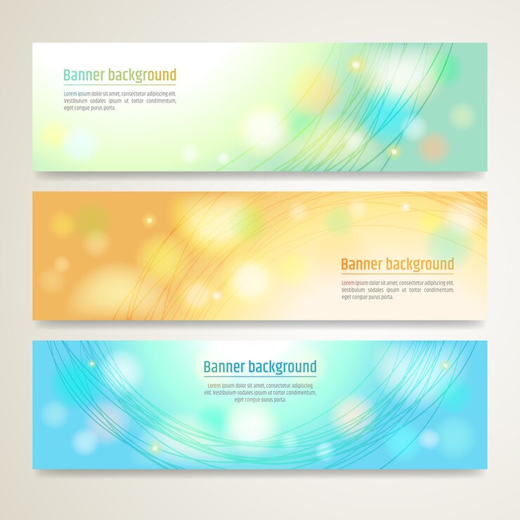 Conjunto de diseño de banner abstracto con fondo de brillo de línea