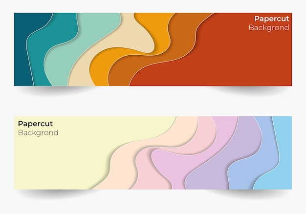 conjunto de diseño de banner colorido papercut