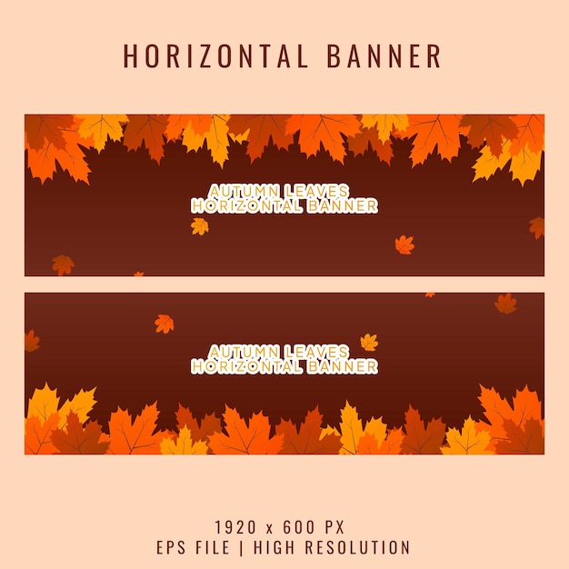 Conjunto de diseño de banner horizontal de hojas de otoño