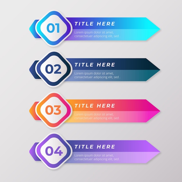 conjunto de diseño de banner infográfico de cuatro pasos