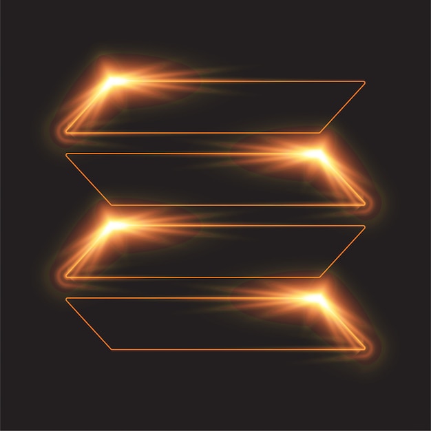 Conjunto de diseño de banner de línea de luz brillante.