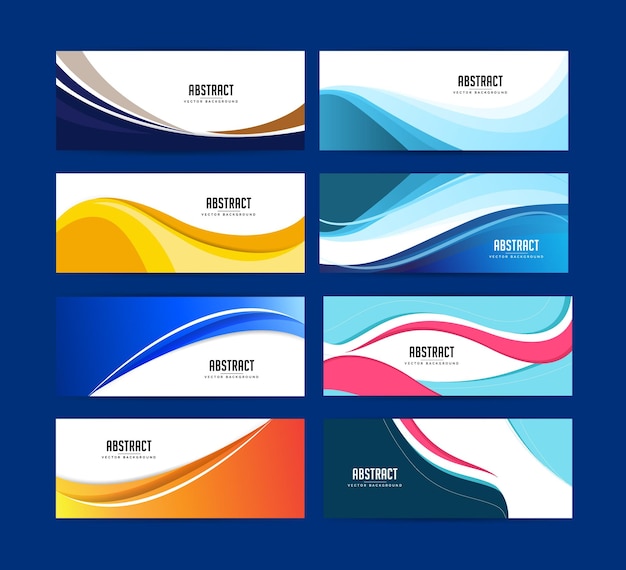 Conjunto de diseño de banner ondulado abstracto