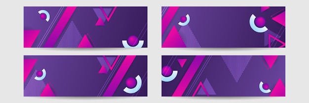 Conjunto de diseño de banner web, encabezado de plantilla para el sitio. Formas geométricas, amplio fondo abstracto