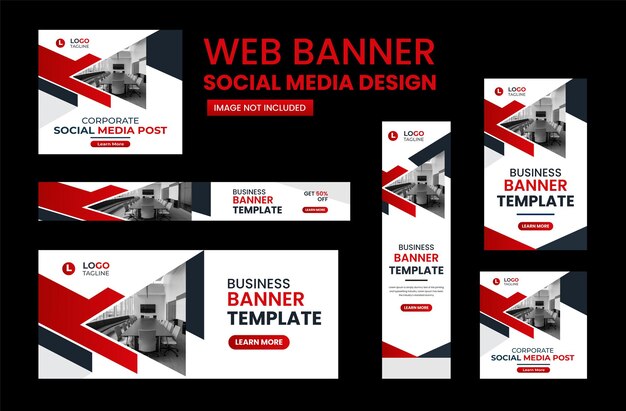 Conjunto de diseño de banner web Plantilla de banner de anuncios de portada de redes sociales Paquete de plantillas web de banner empresarial