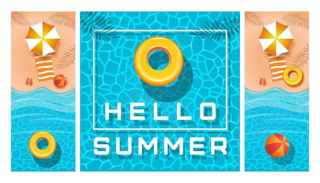 Vector conjunto de diseño de banners de verano colección de tarjetas vectoriales