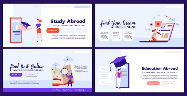 Conjunto de diseño de banners web para la promoción de la educación en línea