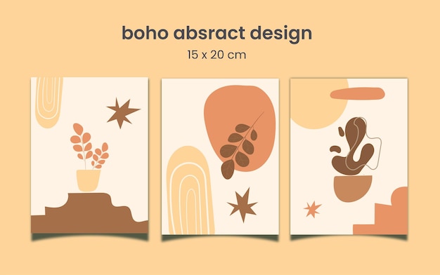 conjunto diseño boho abstracak siap impresión 15 x 20 cm