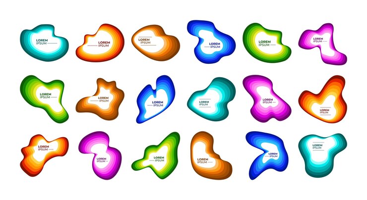 Vector conjunto de diseño de borde de forma abstracta de gota líquida colorida