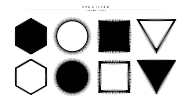 Conjunto de diseño de bordes de forma básica de vibración de línea plana