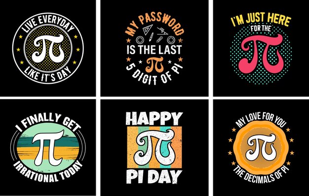 Conjunto de diseño de camiseta Pi Day, Mejor paquete de camiseta Pi Day, Gráficos vectoriales del día Pi, diseño de camiseta matemática