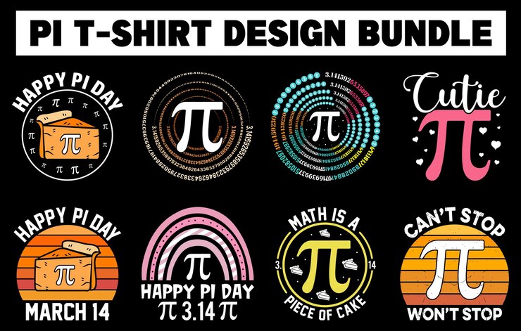 Vector conjunto de diseño de camiseta pi day, mejor paquete de camiseta pi day, gráficos vectoriales del día pi, diseño de camiseta matemática