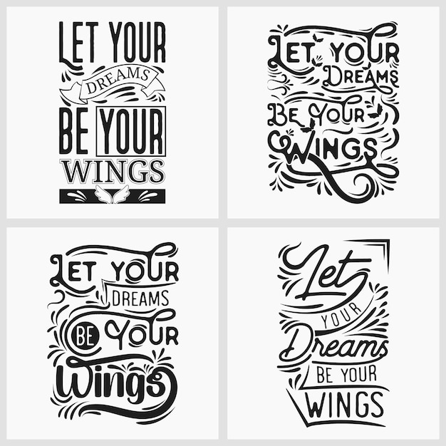 Vector conjunto de diseño de camiseta de tipografía motivacional