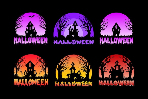 Conjunto de diseño de camiseta de vector de halloween