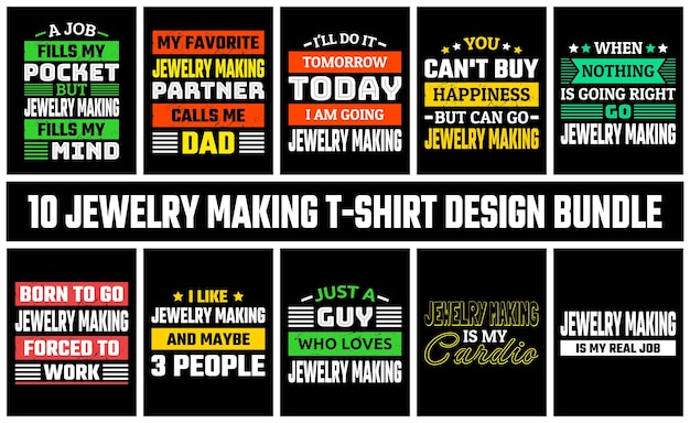 Conjunto de diseño de camisetas de joyería Vector