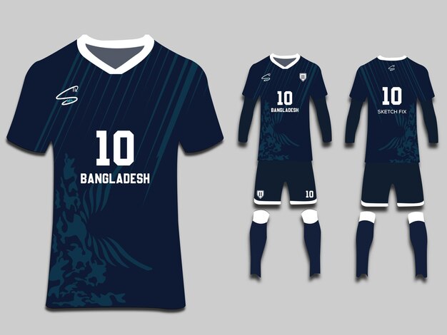 conjunto de diseño de camisetas de sublimación de color oscuro imprimibles para equipos deportivos