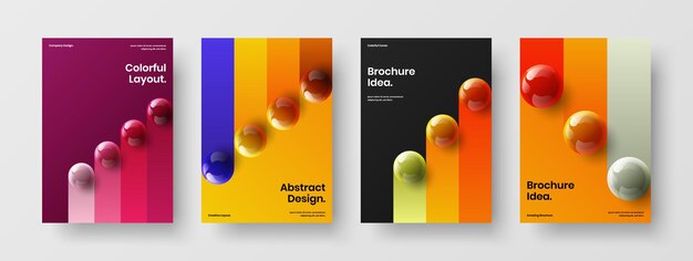 Conjunto de diseño de cartel de esferas geométricas 3D