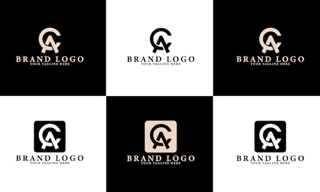Conjunto de diseño creativo del logotipo ac de la letra del monograma. Diseño de logotipo letra ac