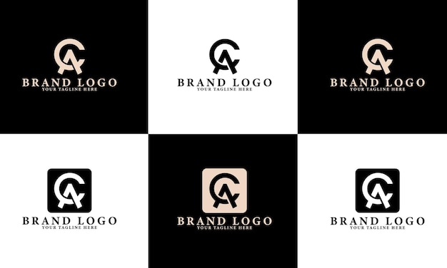 Conjunto de diseño creativo del logotipo ac de la letra del monograma. diseño de logotipo letra ac