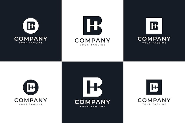 Conjunto de diseño creativo del logotipo de la letra bh para todos los usos.