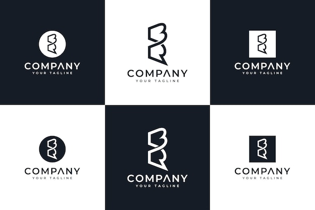 Conjunto de diseño creativo del logotipo de la letra br para todos los usos
