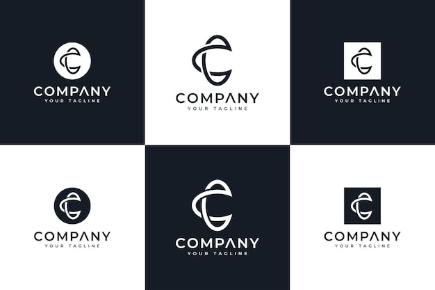 Conjunto de diseño creativo del logotipo de la letra c para todos los usos.