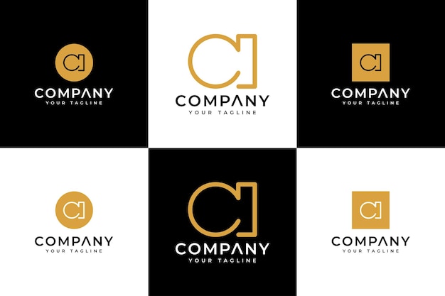 Conjunto de diseño creativo del logotipo de la letra ci para todos los usos.