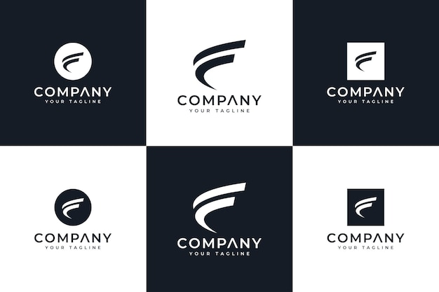 Conjunto de diseño creativo del logotipo de la letra f para todos los usos.