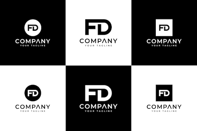 Conjunto de diseño creativo del logotipo de la letra fd para todos los usos.
