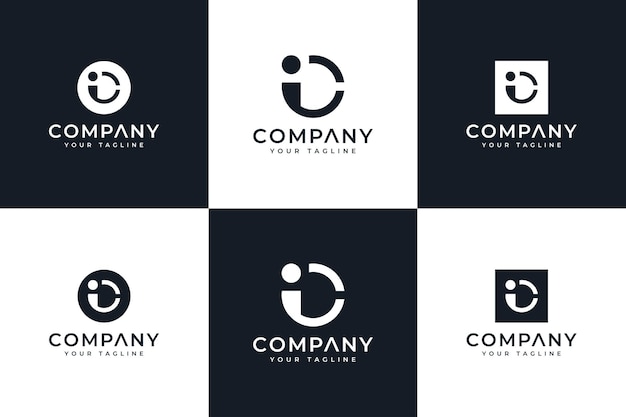 Conjunto de diseño creativo del logotipo de la letra ic para todos los usos.