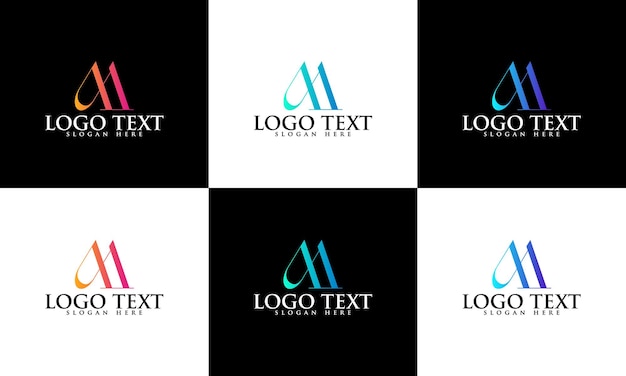 Conjunto de diseño creativo del logotipo de la letra m del monograma. Diseño de logotipo letra m