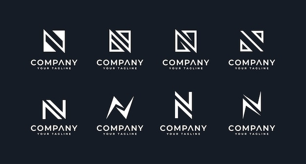 Conjunto de diseño creativo del logotipo de la letra n para todos los usos.