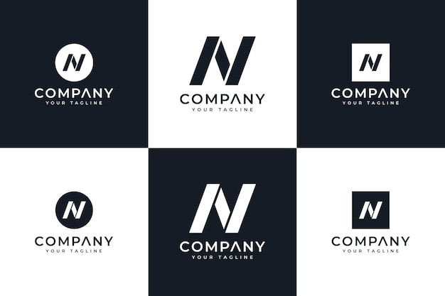 Conjunto de diseño creativo del logotipo de la letra n para todos los usos.