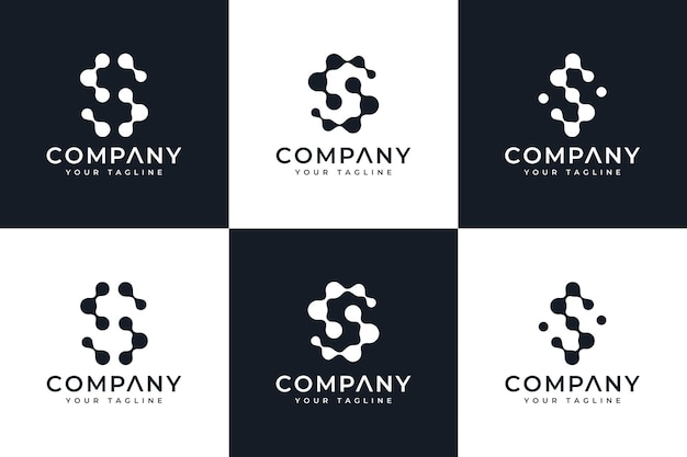 Conjunto de diseño creativo del logotipo de letra s dot para todos los usos