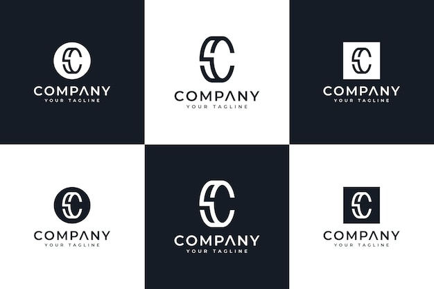 Conjunto de diseño creativo del logotipo de la letra sc para todos los usos.
