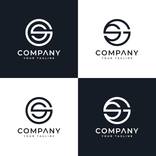 Conjunto de diseño creativo del logotipo de letra sg para todos los usos